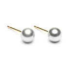 Gold Plated 6 mm Gray Pearl Stud Earrings - Simply Whispers