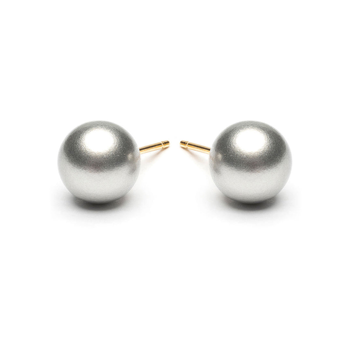 Gold Plated 8 mm Gray Pearl Stud Earrings - Simply Whispers