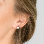 Gold Plated 8 mm Gray Pearl Stud Earrings - Simply Whispers
