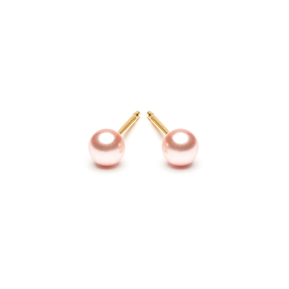 Gold Plated 4 mm Pink Pearl Stud Earrings - Simply Whispers