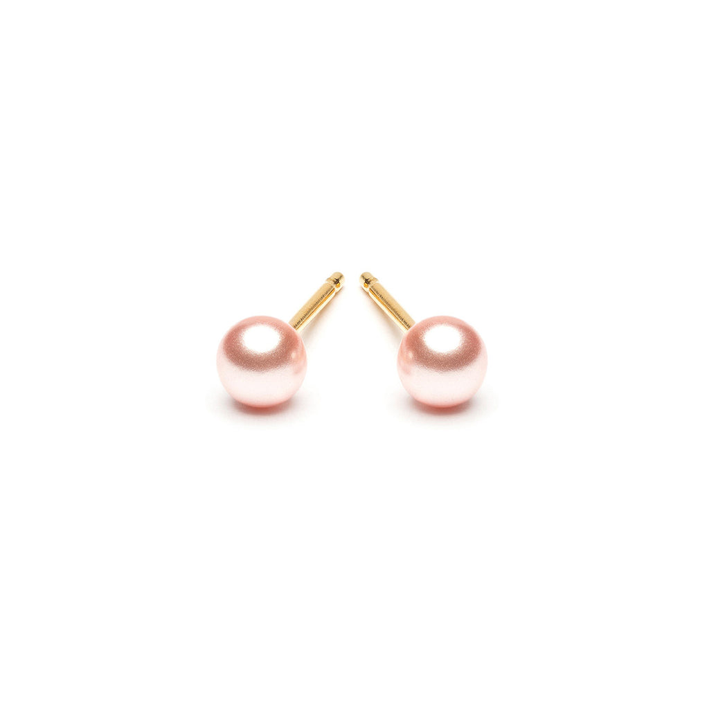 Gold Plated 4 mm Pink Pearl Stud Earrings - Simply Whispers