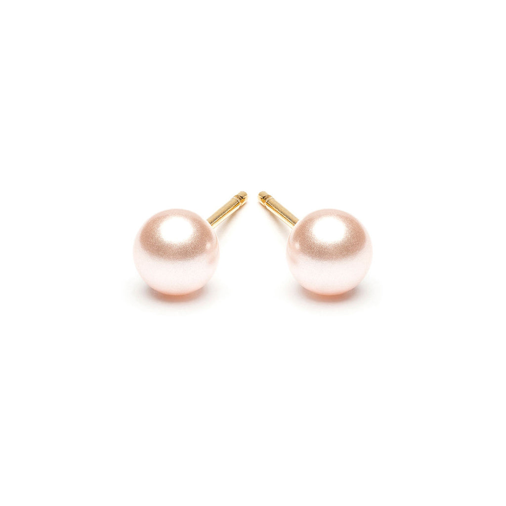 Gold Plated 5 mm Pink Pearl Stud Earrings - Simply Whispers