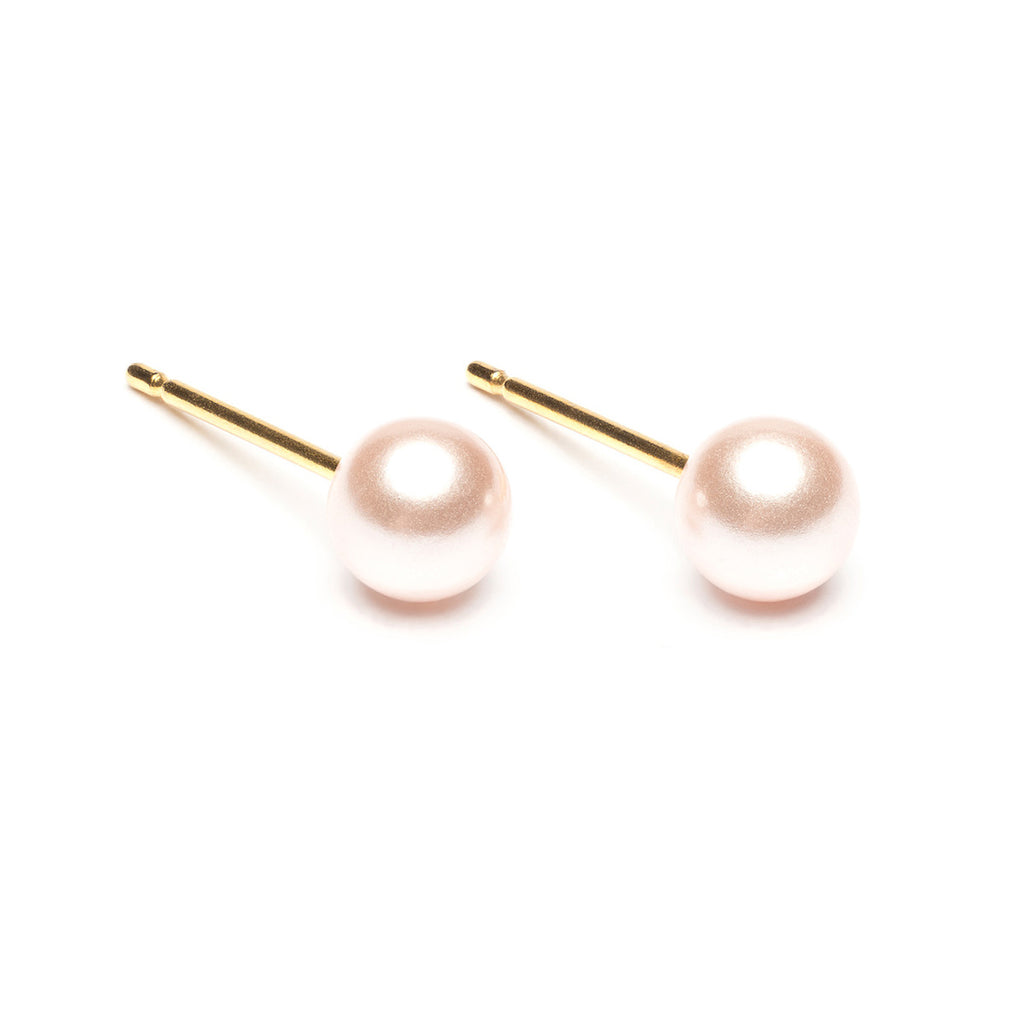 Gold Plated 5 mm Pink Pearl Stud Earrings - Simply Whispers