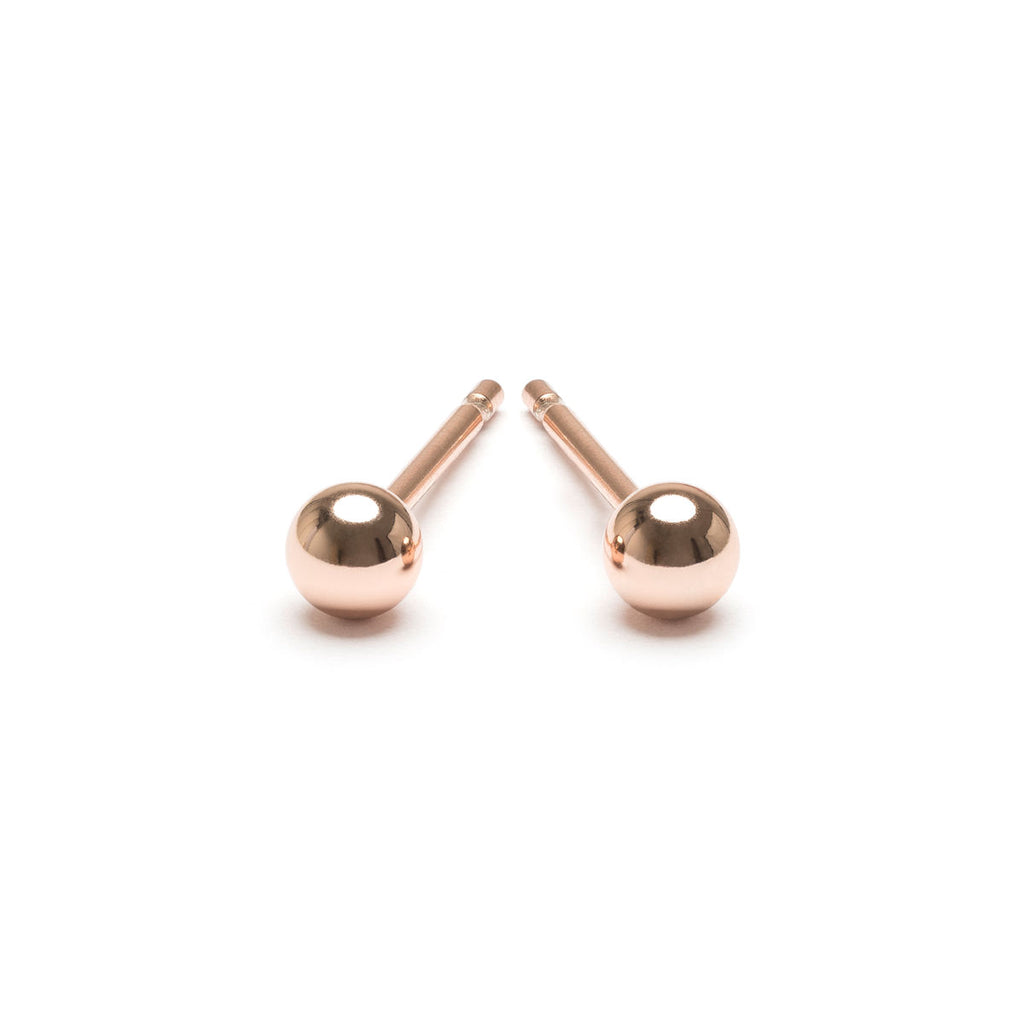 Rose gold plated  3 mm ball stud earrings - Simply Whispers