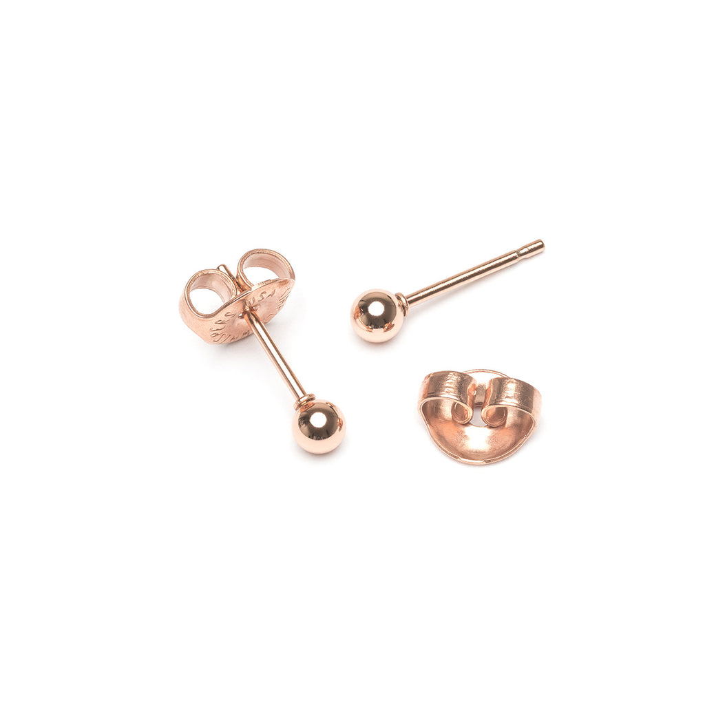 Rose Gold Plated 3mm Stud Earrings - Simply Whispers