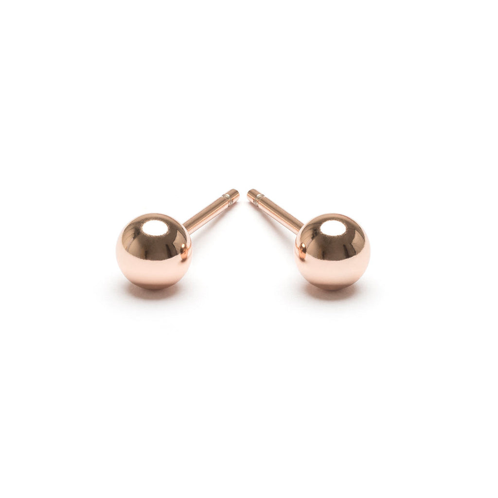 Rose gold plated  4 mm ball stud earrings - Simply Whispers