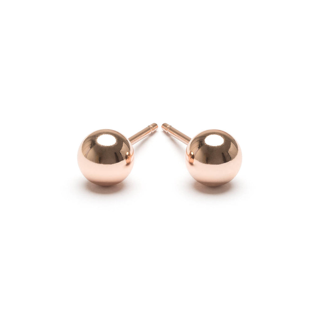Rose gold plated 5 mm ball stud earrings - Simply Whispers
