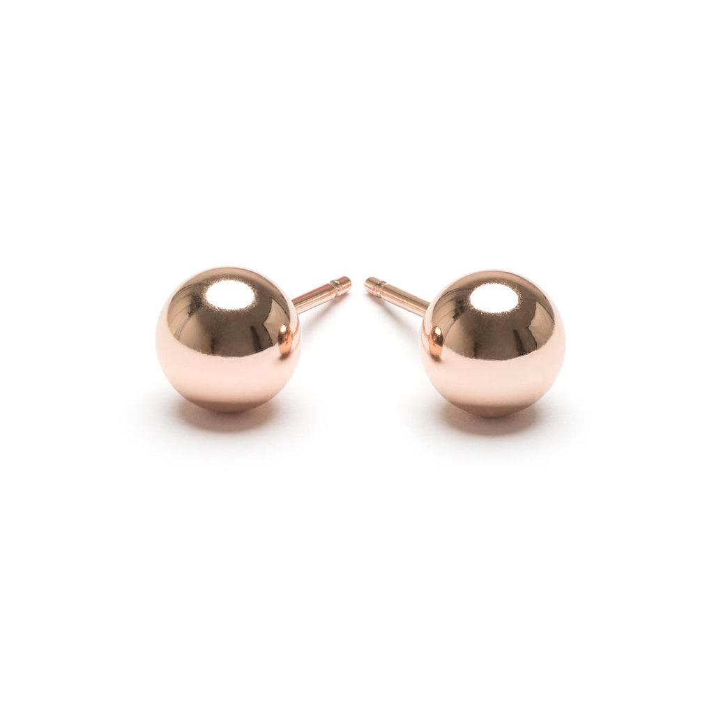 Rose gold plated 6 mm ball stud earrings - Simply Whispers