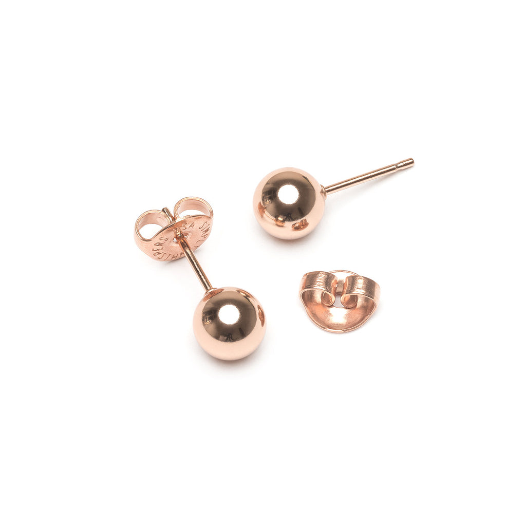 Rose Gold Plated 6mm Stud Earrings - Simply Whispers