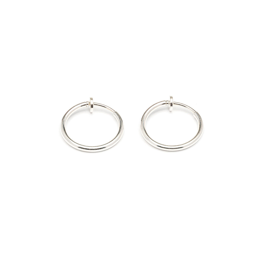 Silver Plated 17 mm Spring Illusion Clip On Hoop  Earrings - Simply Whispers