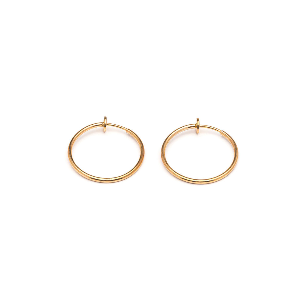Gold Plated 25 mm Spring Illusion Clip On Hoop Earrings - Simply Whispers