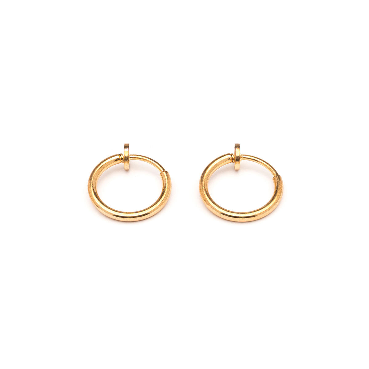 Gold Plated 13 mm Spring Illusion Clip On Hoop Earrings - Simply Whispers