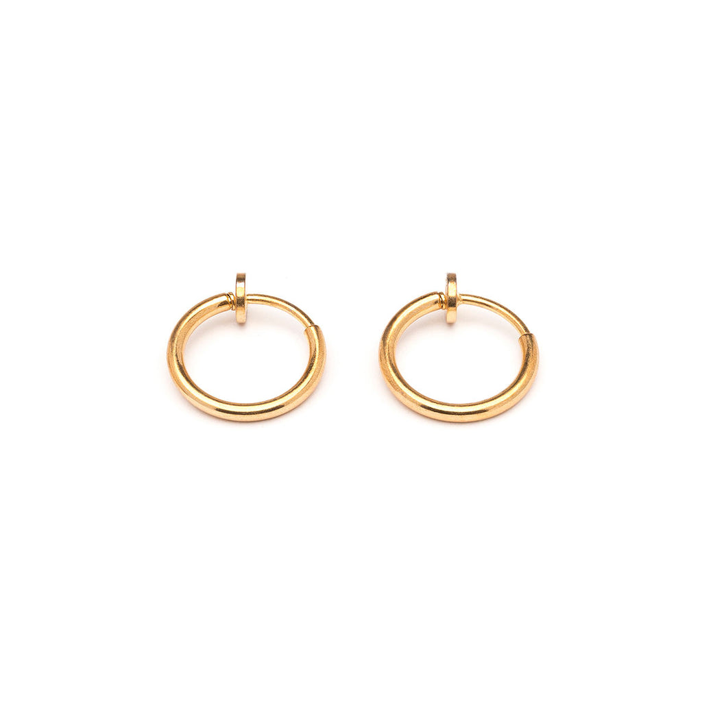Gold Plated 13 mm Spring Illusion Clip On Hoop Earrings - Simply Whispers