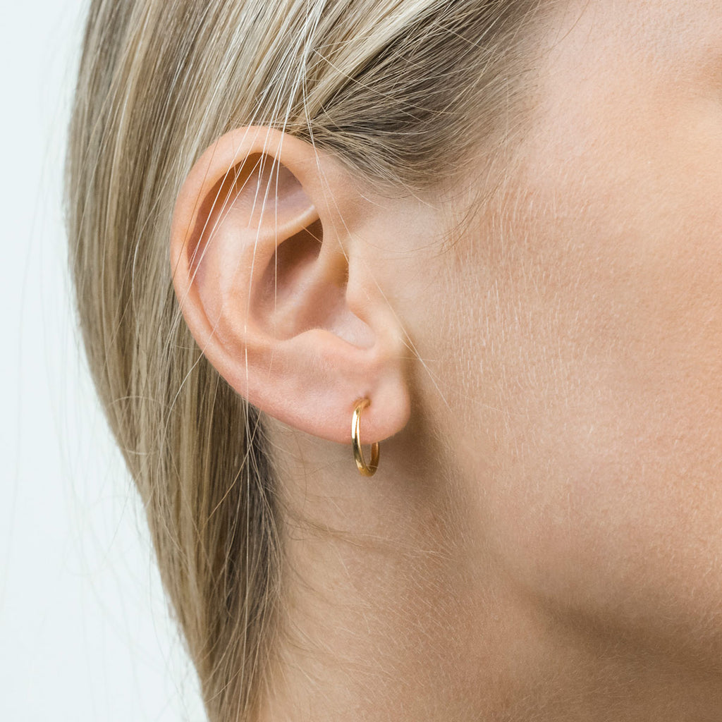 Gold Plated 13 mm Spring Illusion Clip On Hoop Earrings - Simply Whispers
