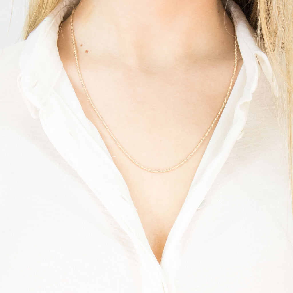 Gold Plated 20 inch Thin Rope Chain Necklace - Simply Whispers