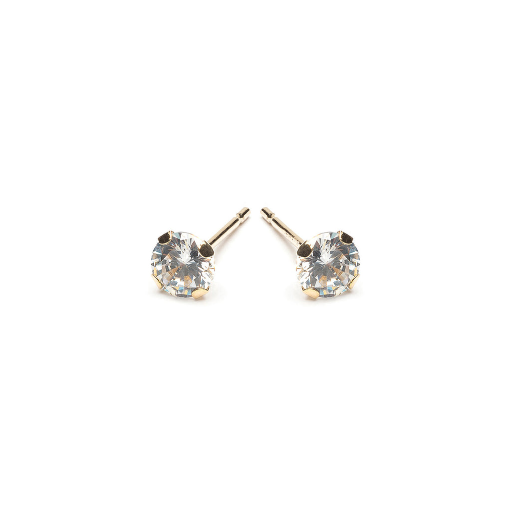 14k Gold 4 mm Round Cubic Zirconia Stud Earrings - Simply Whispers