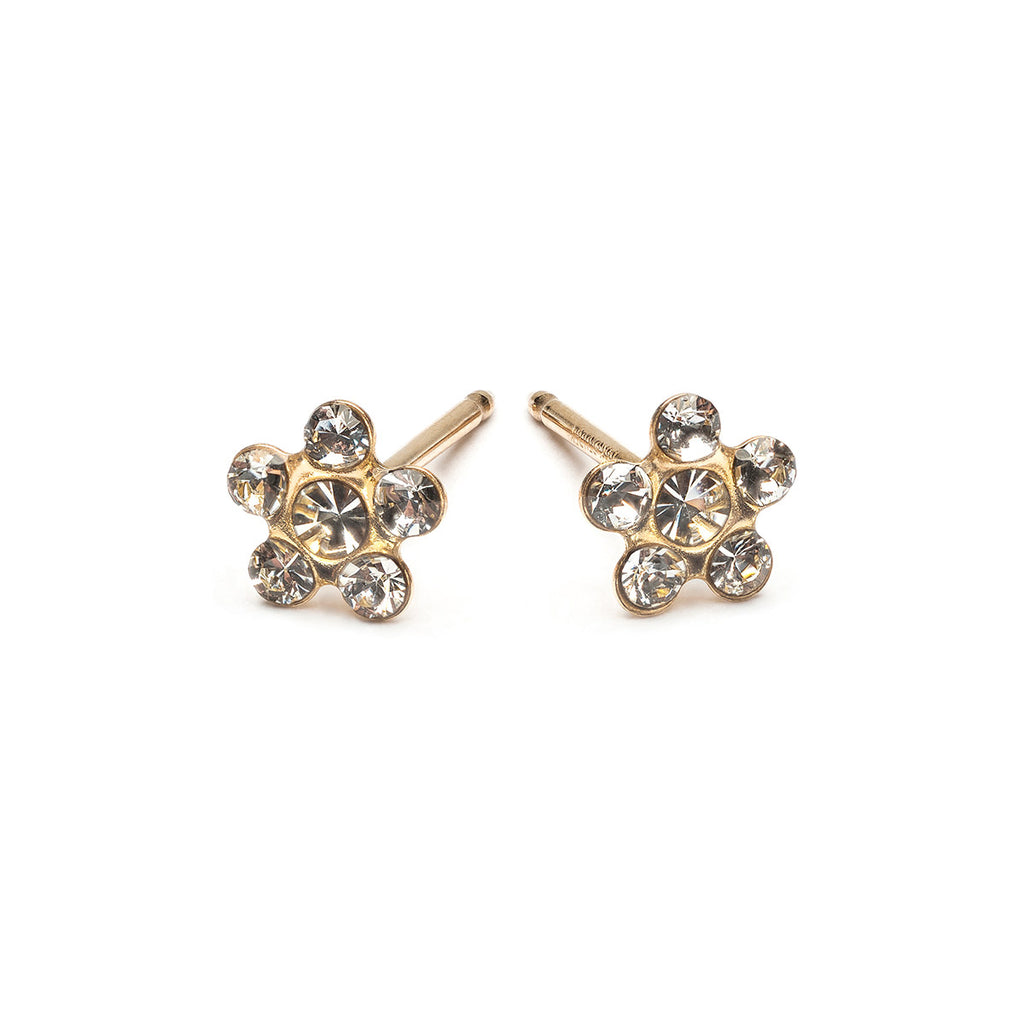 Gold Stud Earrings White Daisy - Simply Whispers