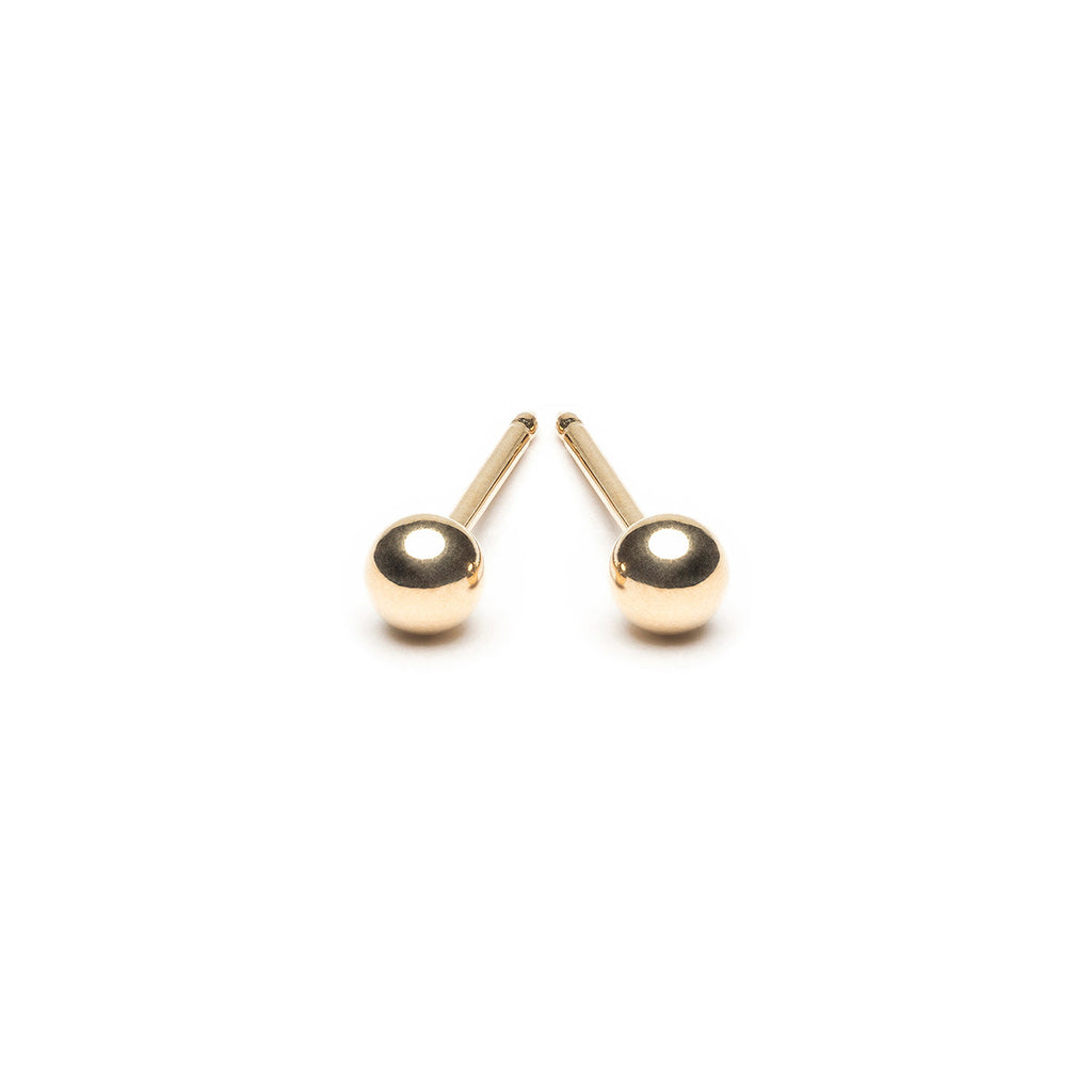14k Gold 3 mm Ball Stud Earrings - Simply Whispers