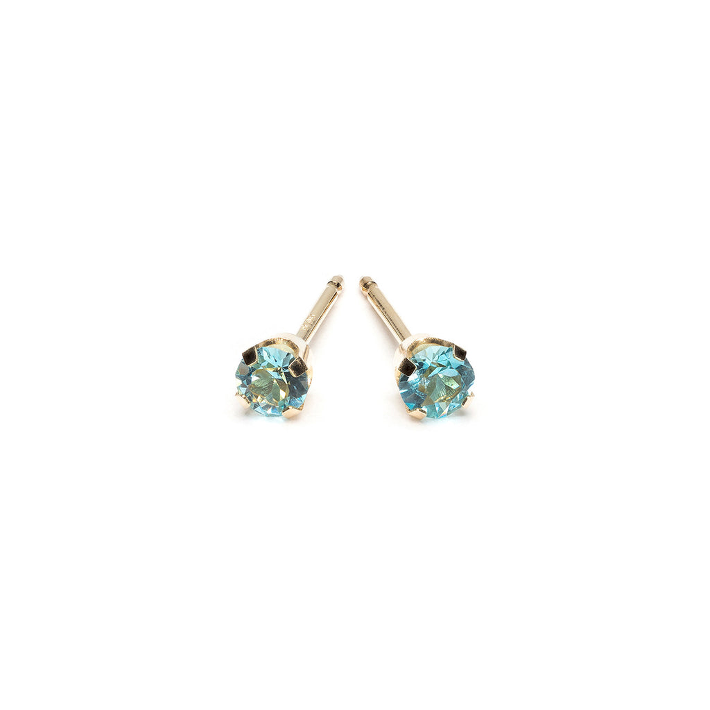 14k Gold March Birthstone Stud Earrings - Simply Whispers