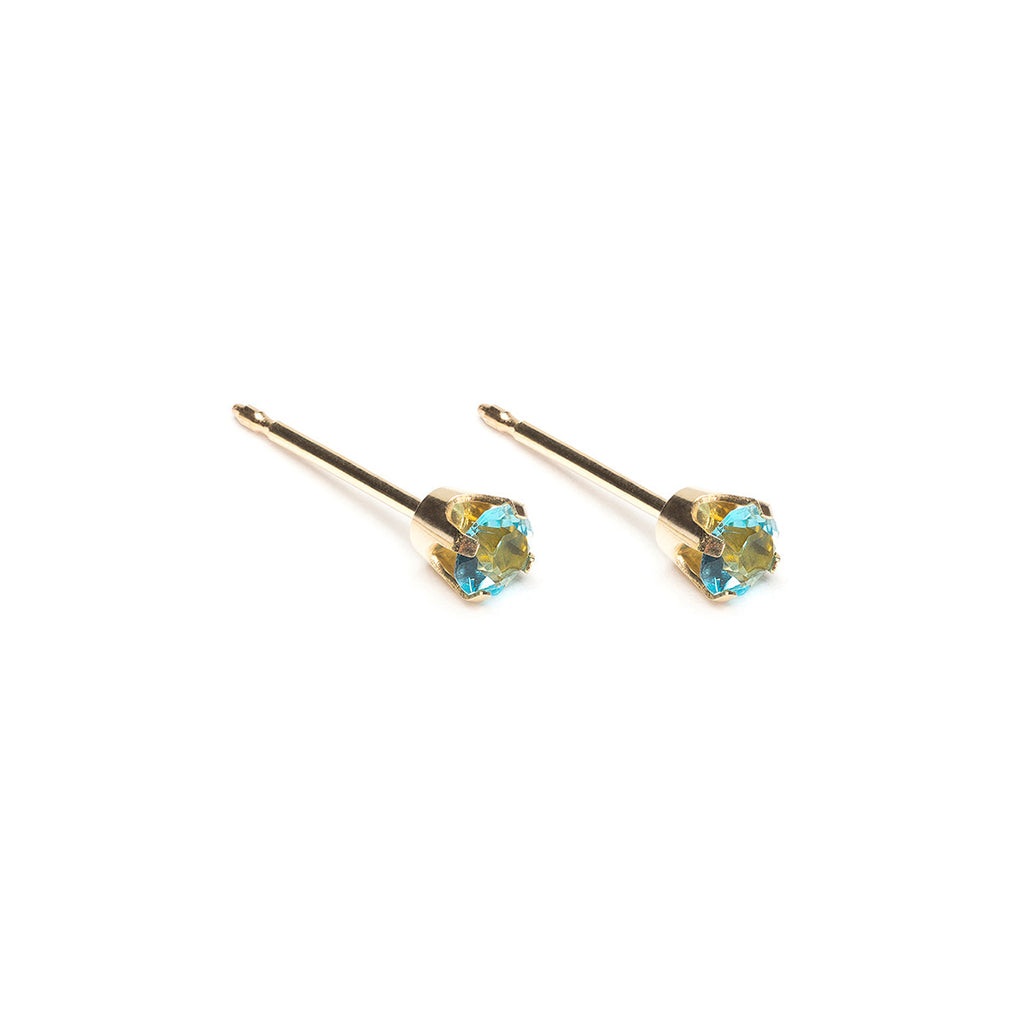 14k Gold March Birthstone Stud Earrings - Simply Whispers