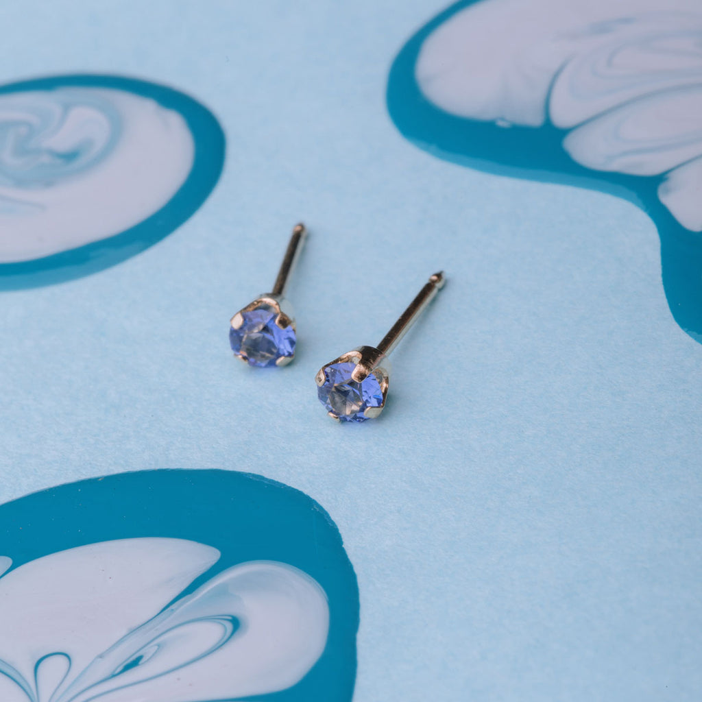 14k Gold September Birthstone Stud Earrings - Simply Whispers