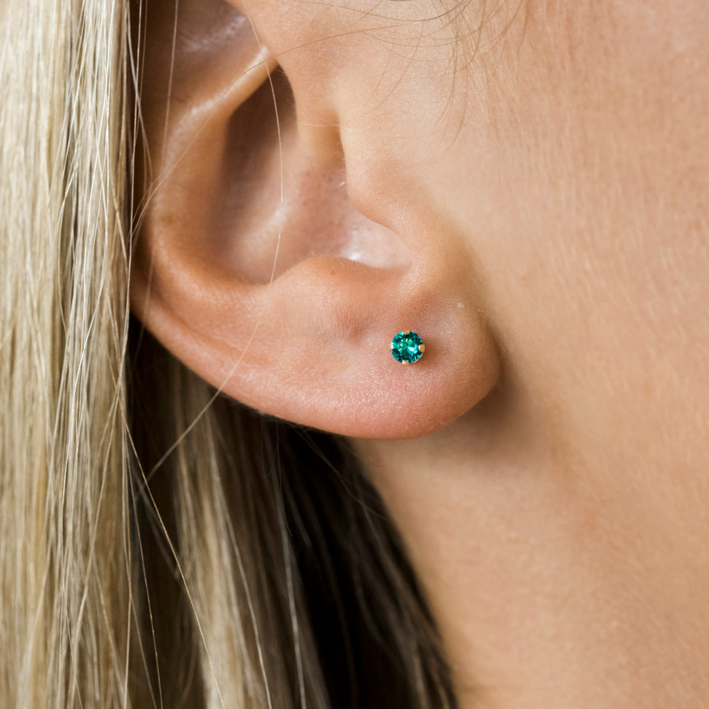 14k Gold December Birthstone Stud Earrings - Simply Whispers