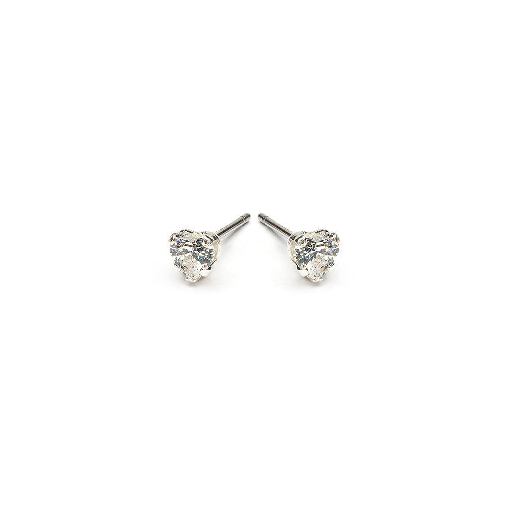 Silver Heart Crystal Stud Earrings - Simply Whispers