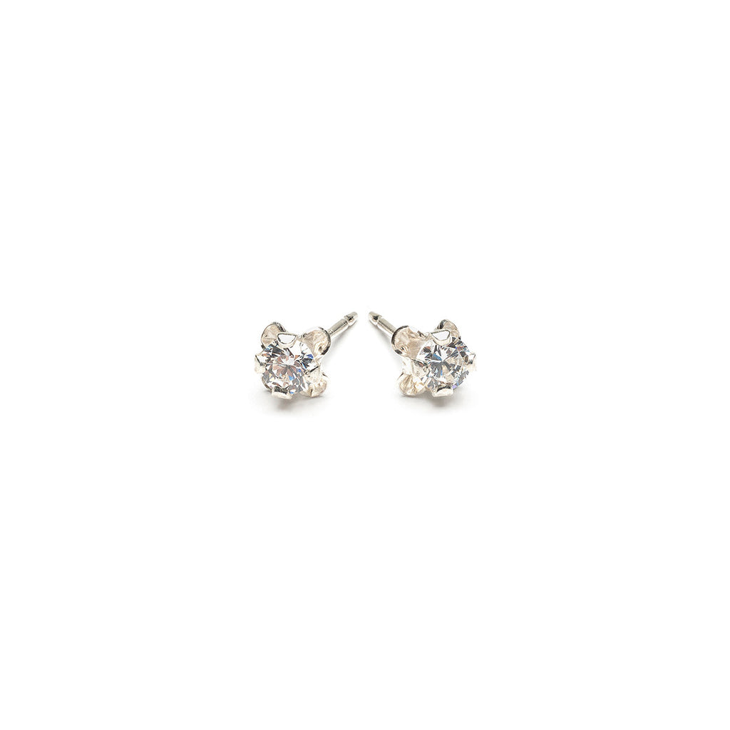 Sterling Silver 3 mm Clover Cubic Zirconia Stud Earrings - Simply Whispers