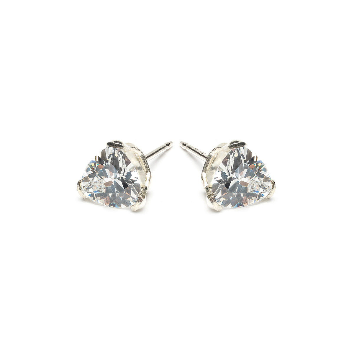 Sterling Silver 6 mm Triangle Cubic Zirconia Stud Earrings - Simply Whispers