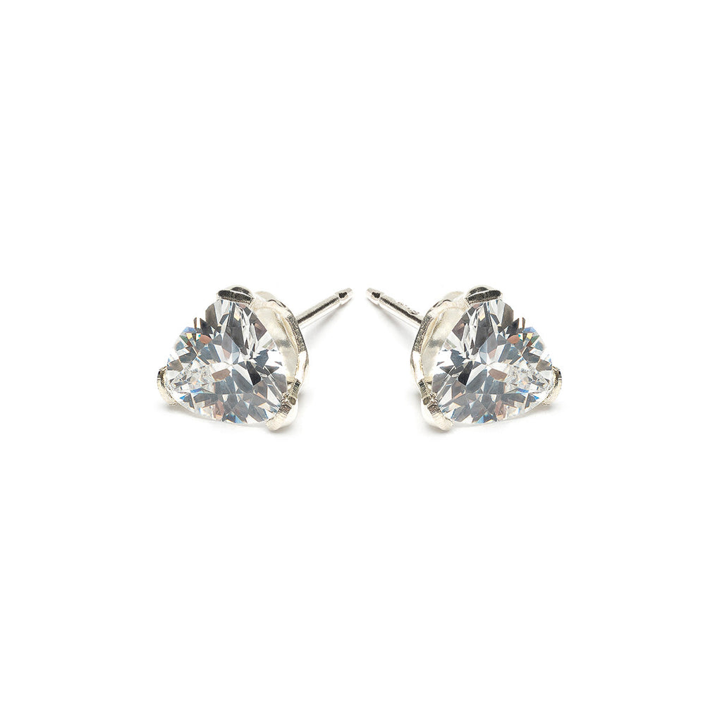 Sterling Silver 6 mm Triangle Cubic Zirconia Stud Earrings - Simply Whispers