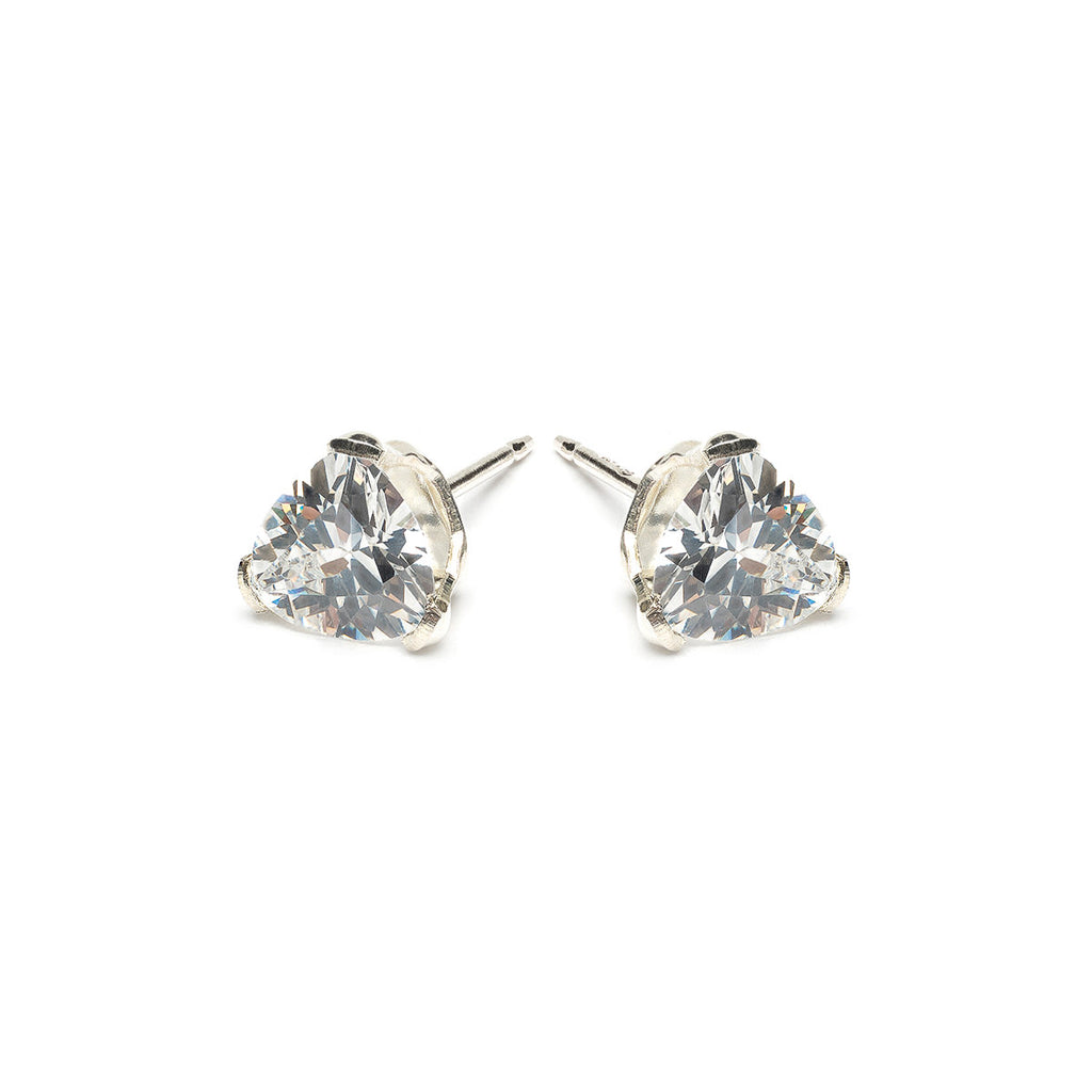 Sterling Silver 6 mm Triangle Cubic Zirconia Stud Earrings - Simply Whispers