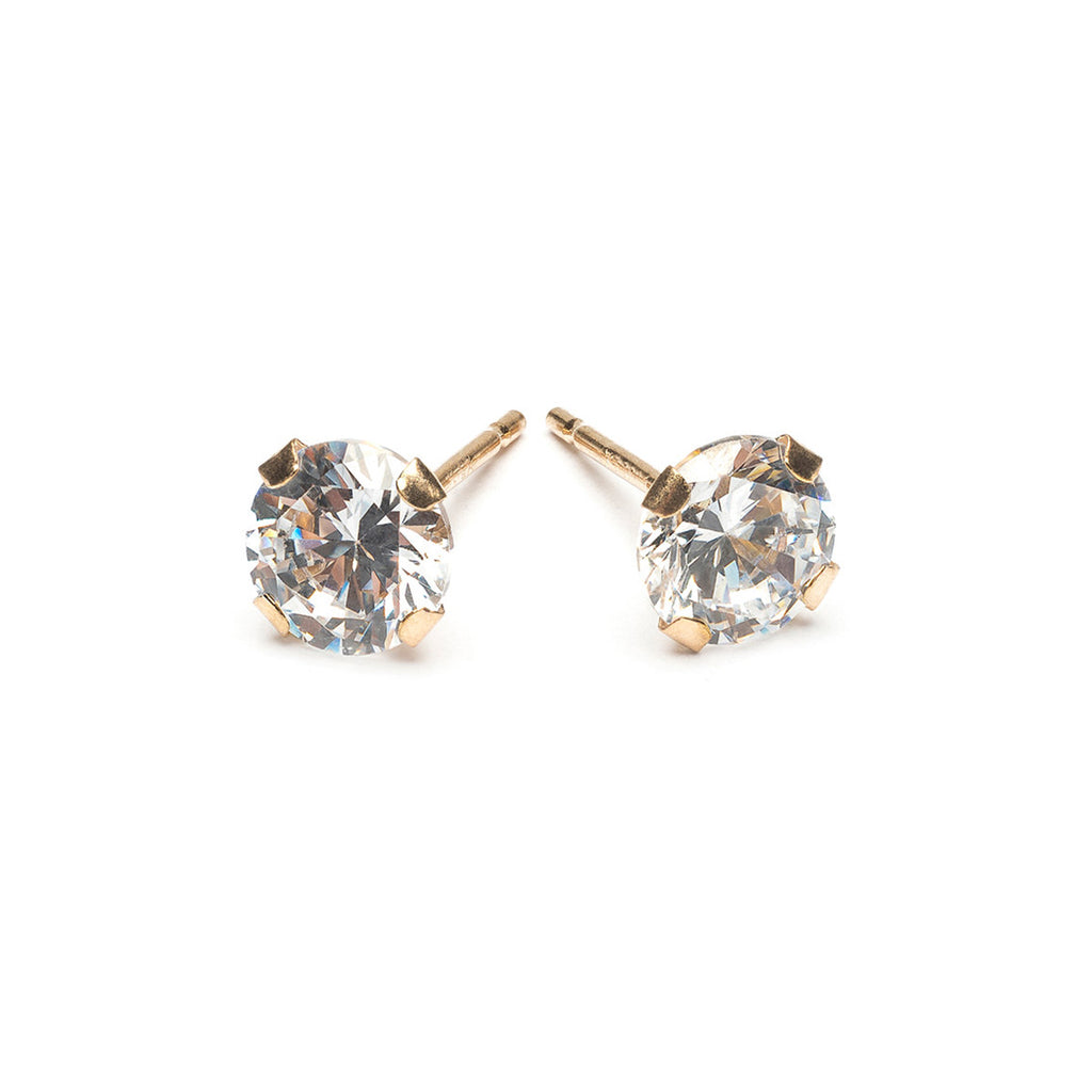 14k Gold 5 mm Round Cubic Zirconia Stud Earrings - Simply Whispers