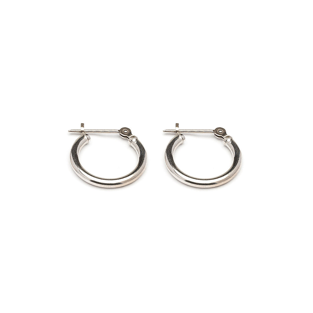 14k White Gold Joint And Catch Hoop Earrings - Simply Whispers