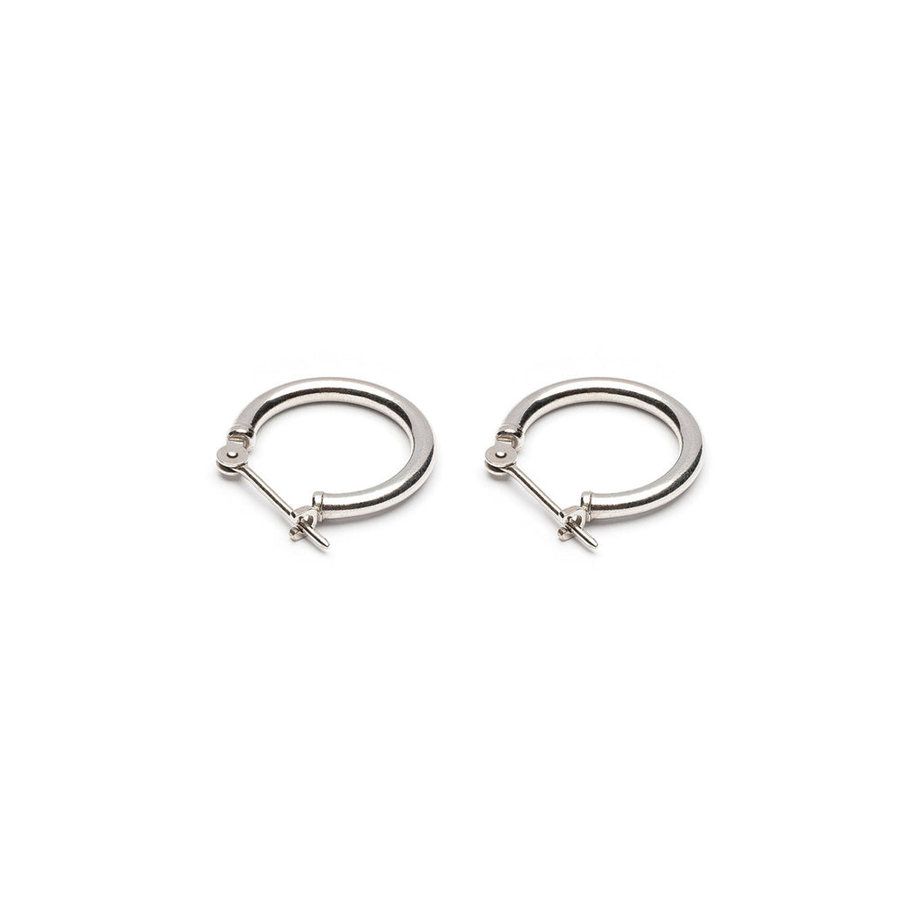 14k White Gold Joint And Catch Hoop Earrings - Simply Whispers