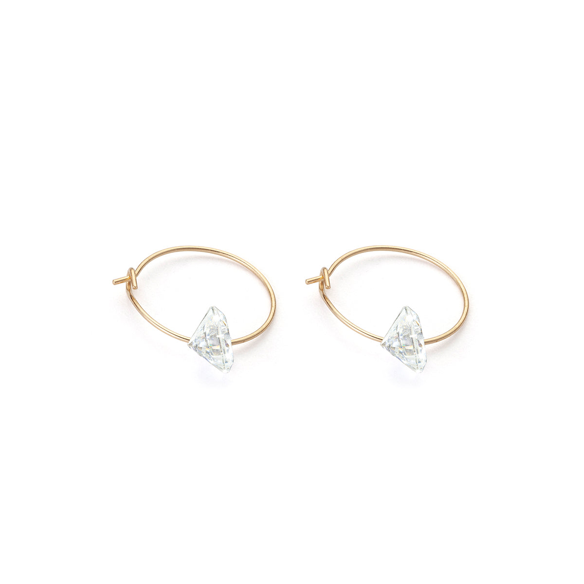 14k Gold Cubic Zirconia 12 mm Hoop Earrings - Simply Whispers