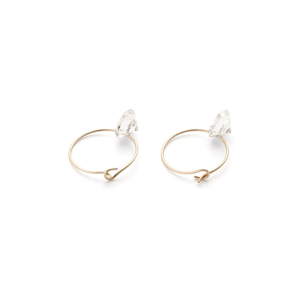 14k Gold Cubic Zirconia 12 mm Hoop Earrings - Simply Whispers