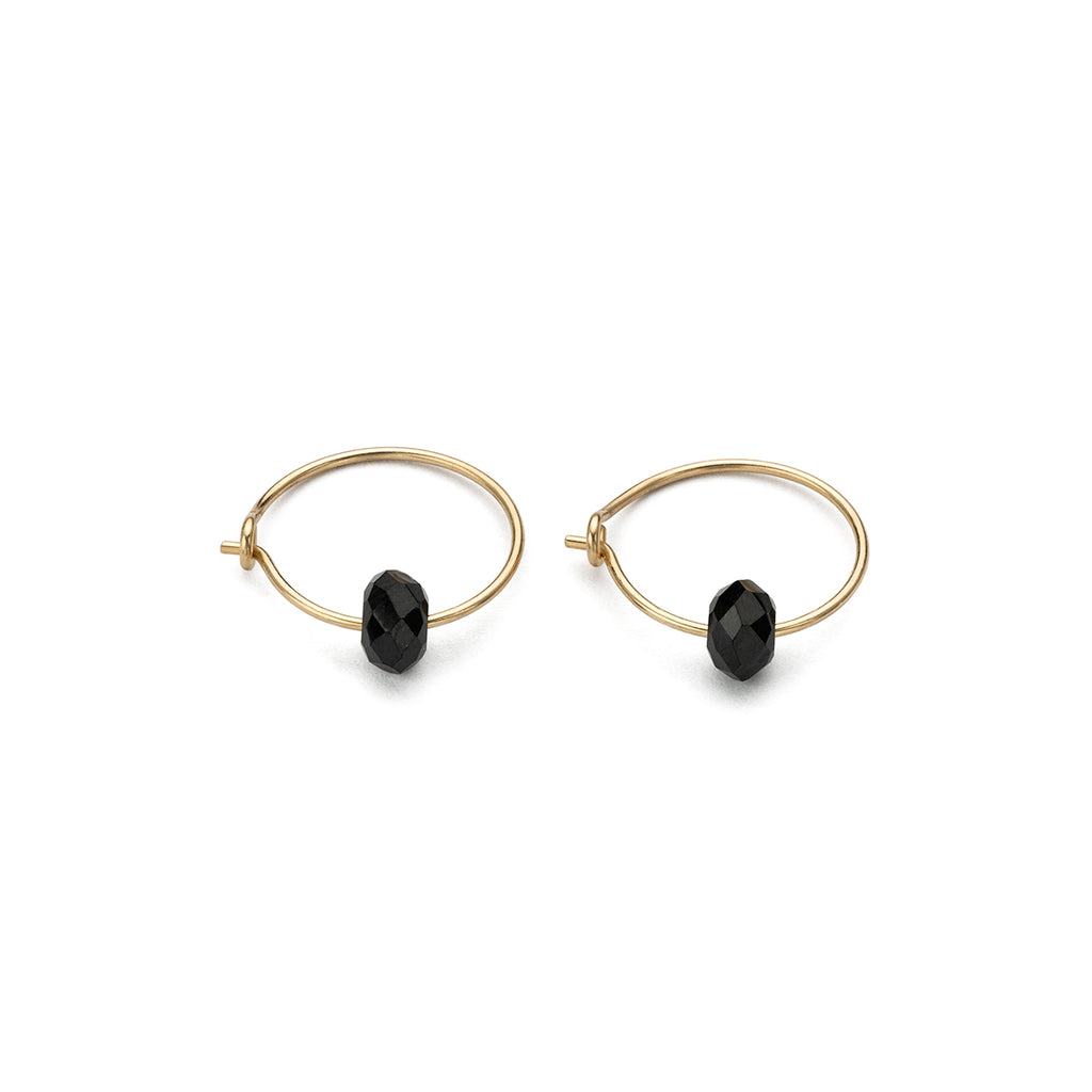 14k Gold Black Charm Hoop Earrings - Simply Whispers