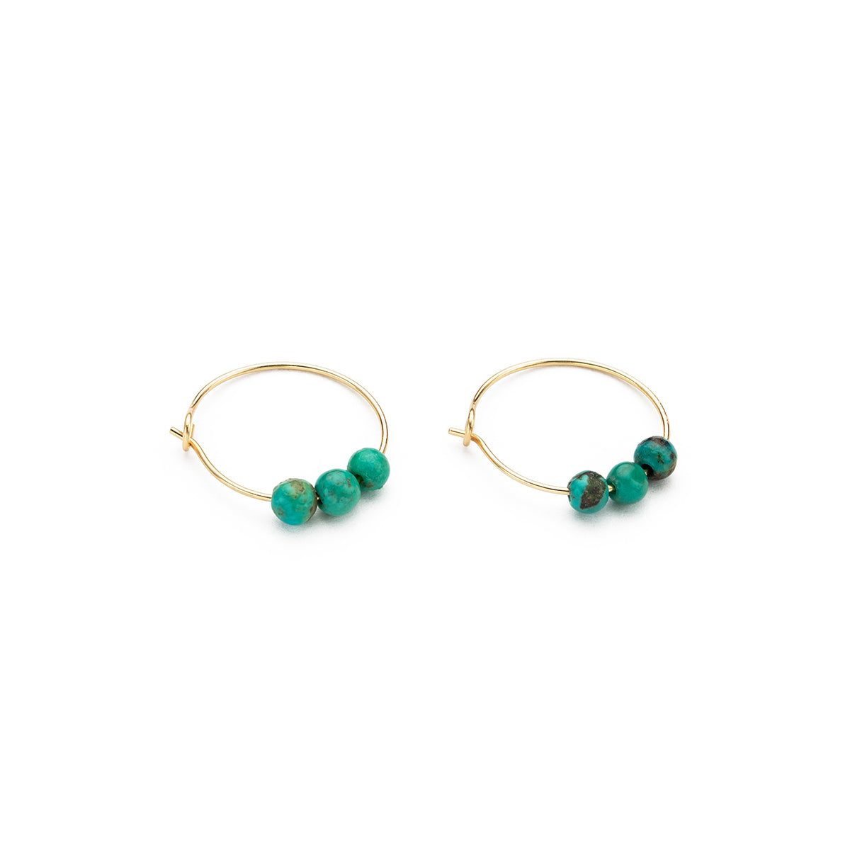 14k Gold Turquoise Charm Hoop Earrings - Simply Whispers