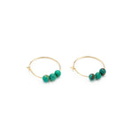 14k Gold Turquoise Charm Hoop Earrings - Simply Whispers