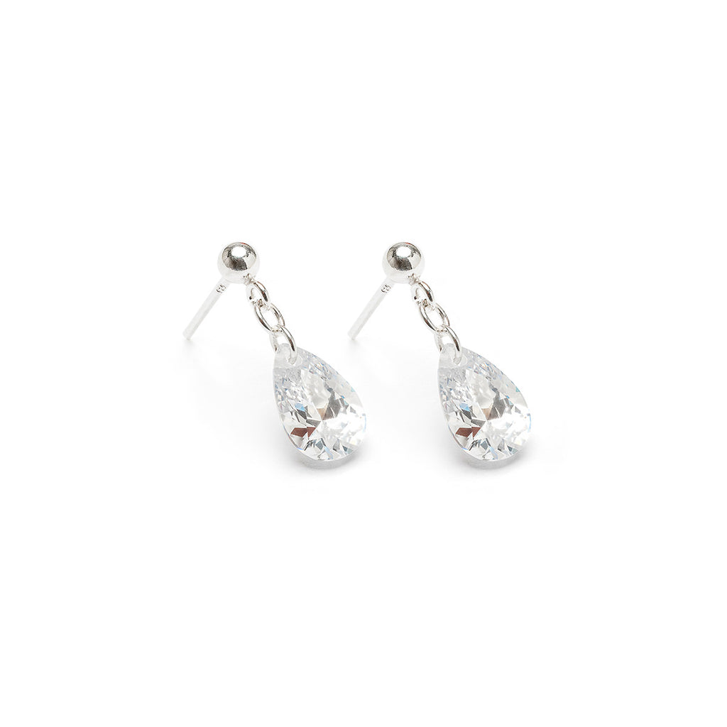 Sterling Silver Crystal Teardrop Earrings - Simply Whispers