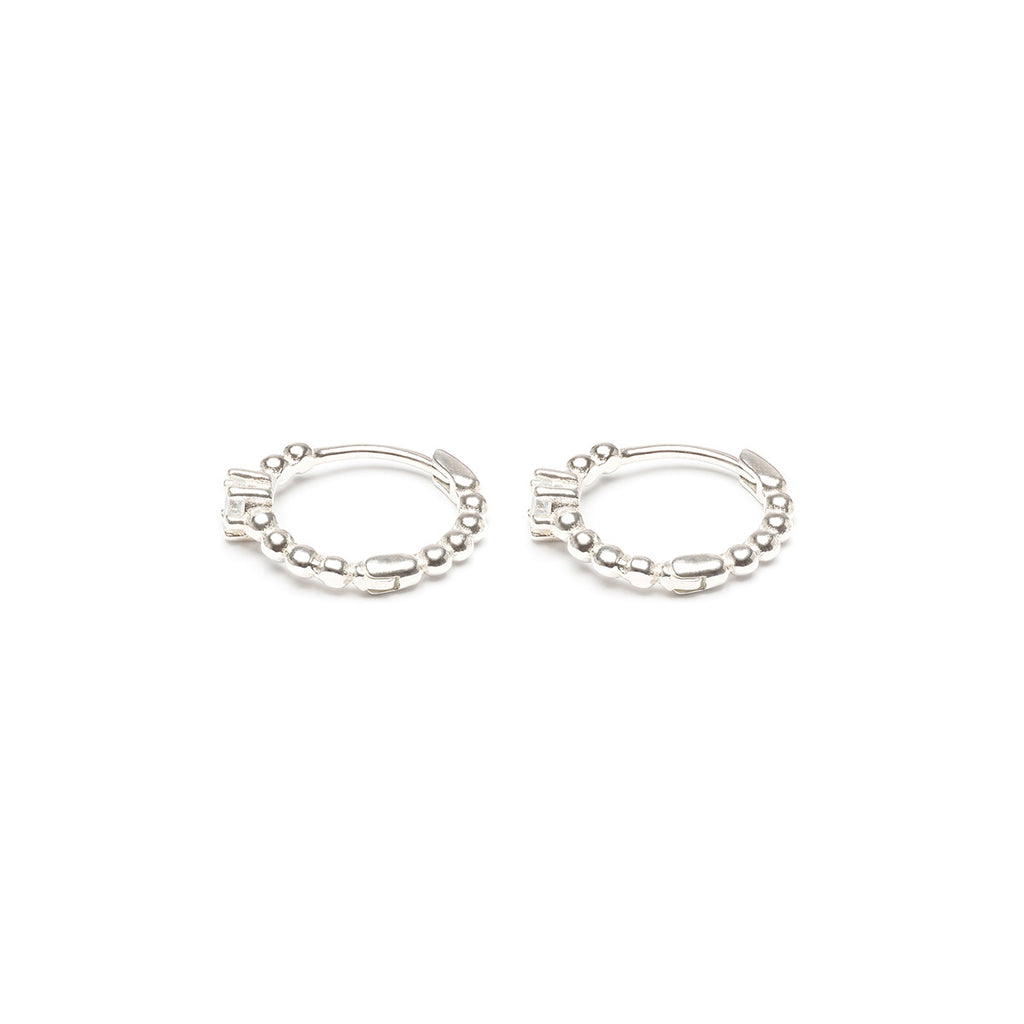 Silver Beaded Huggie Earrings - Simply Whispers