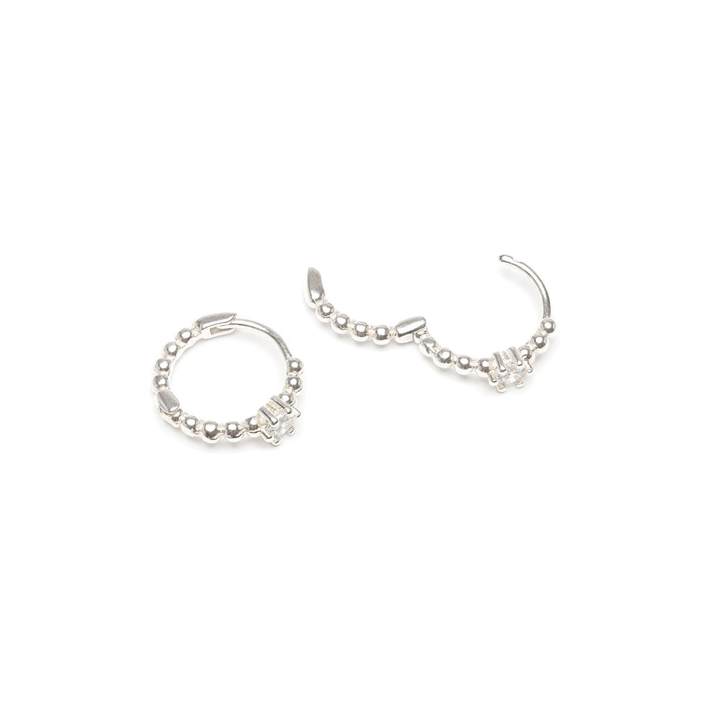 Silver Beaded Huggie Earrings - Simply Whispers