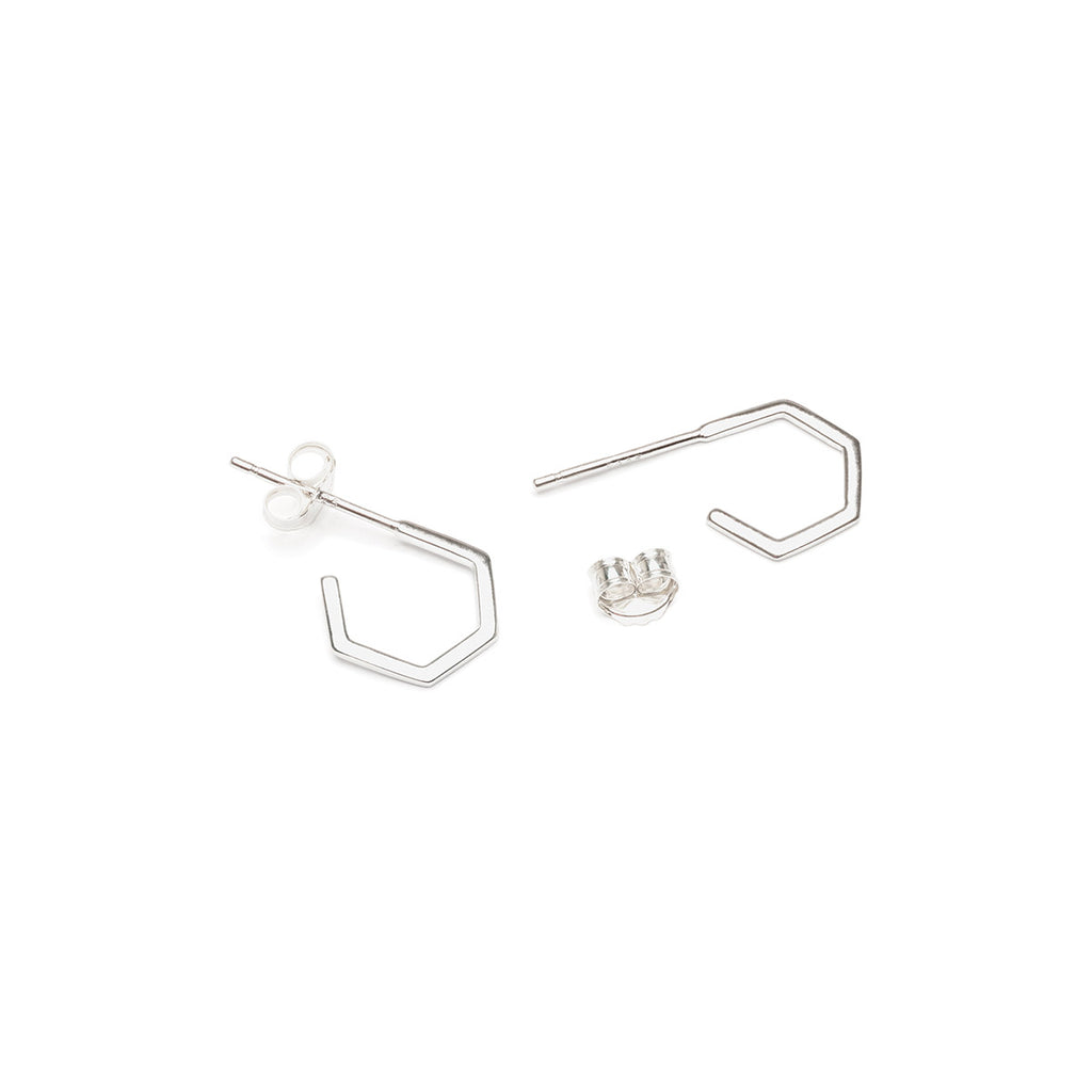 Silver Hexagon Hoop Earrings - Simply Whispers