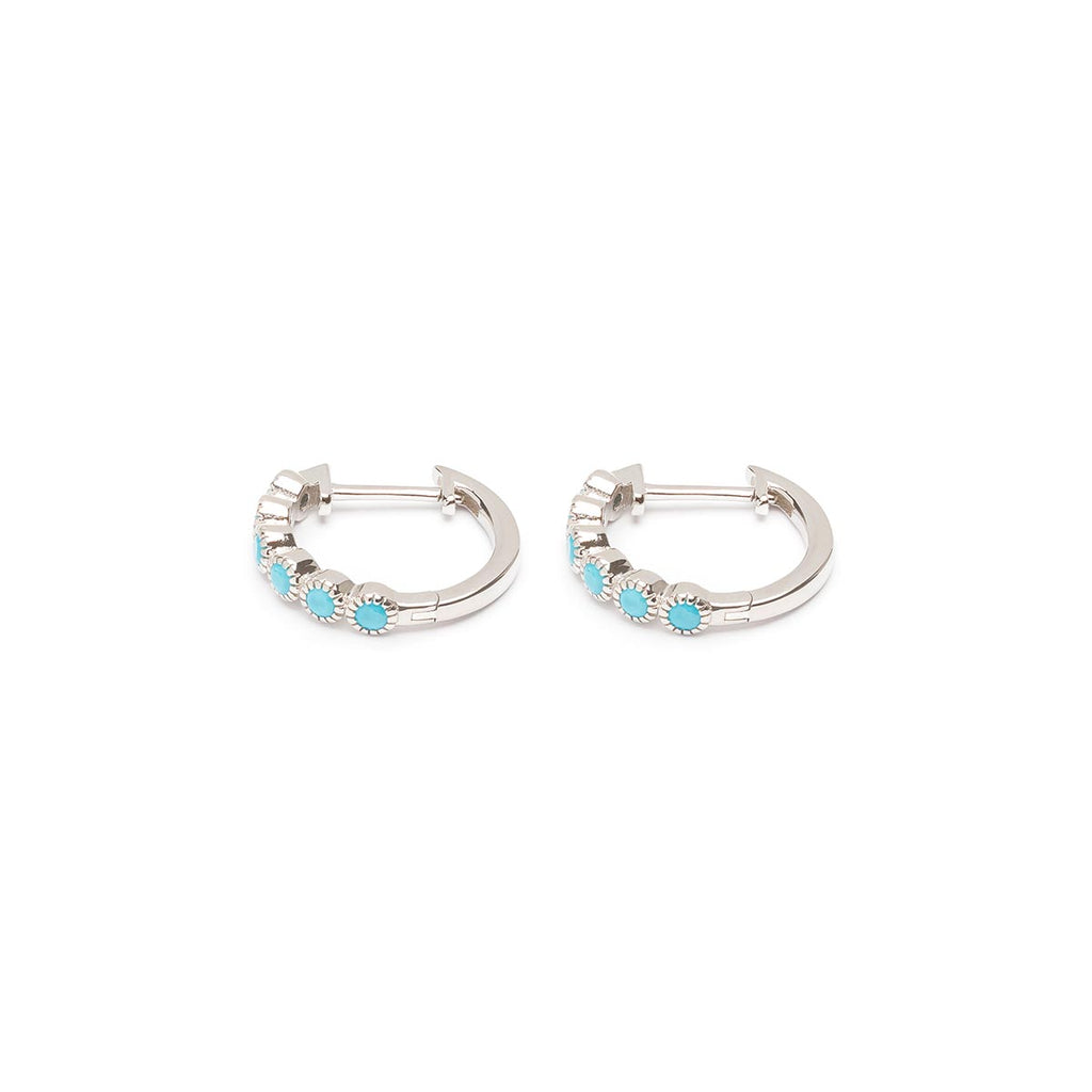 Turquoise Silver Huggie Earrings - Simply Whispers