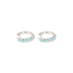 Turquoise Silver Huggie Earrings - Simply Whispers