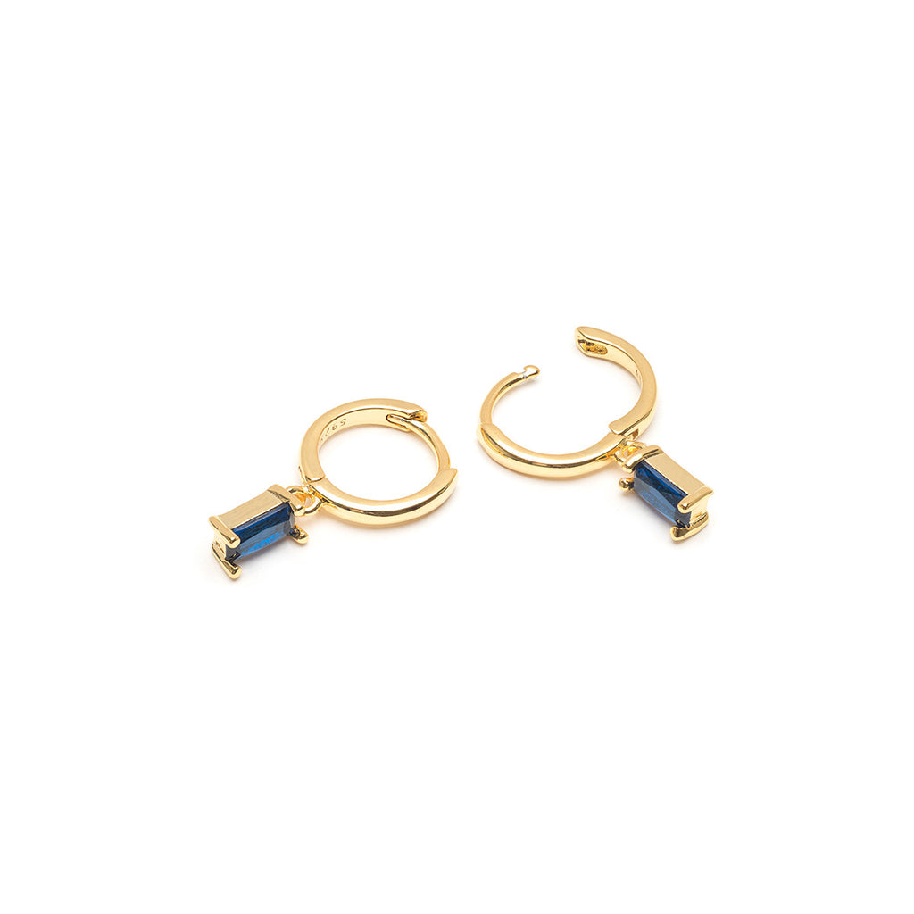 Blue zirconia gold hoop earrings - Simply Whispers