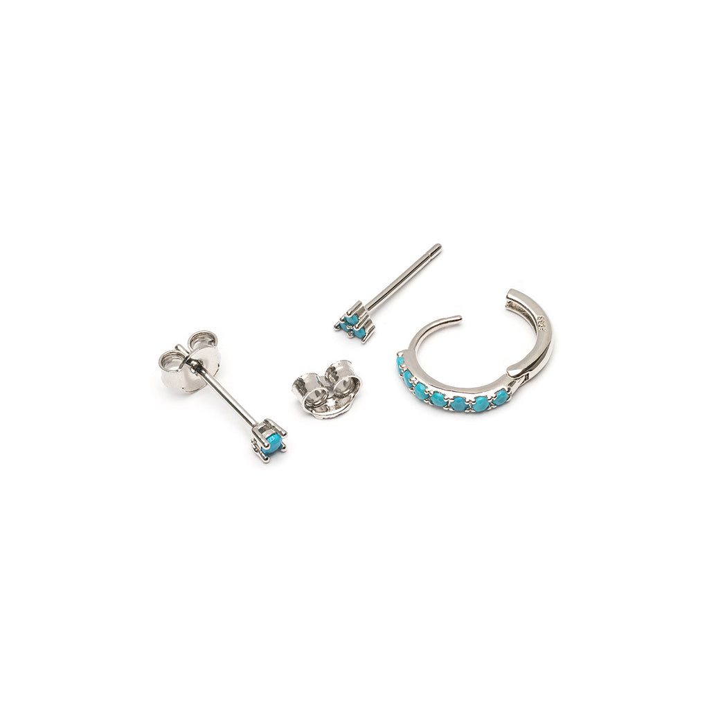 Sterling turquoise stud and hoop earrings set - Simply Whispers