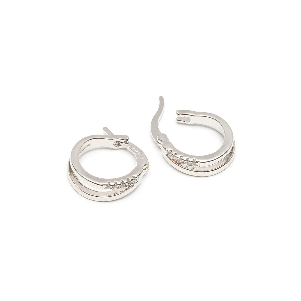 Sterling silver crystal double huggie hoops - Simply Whispers