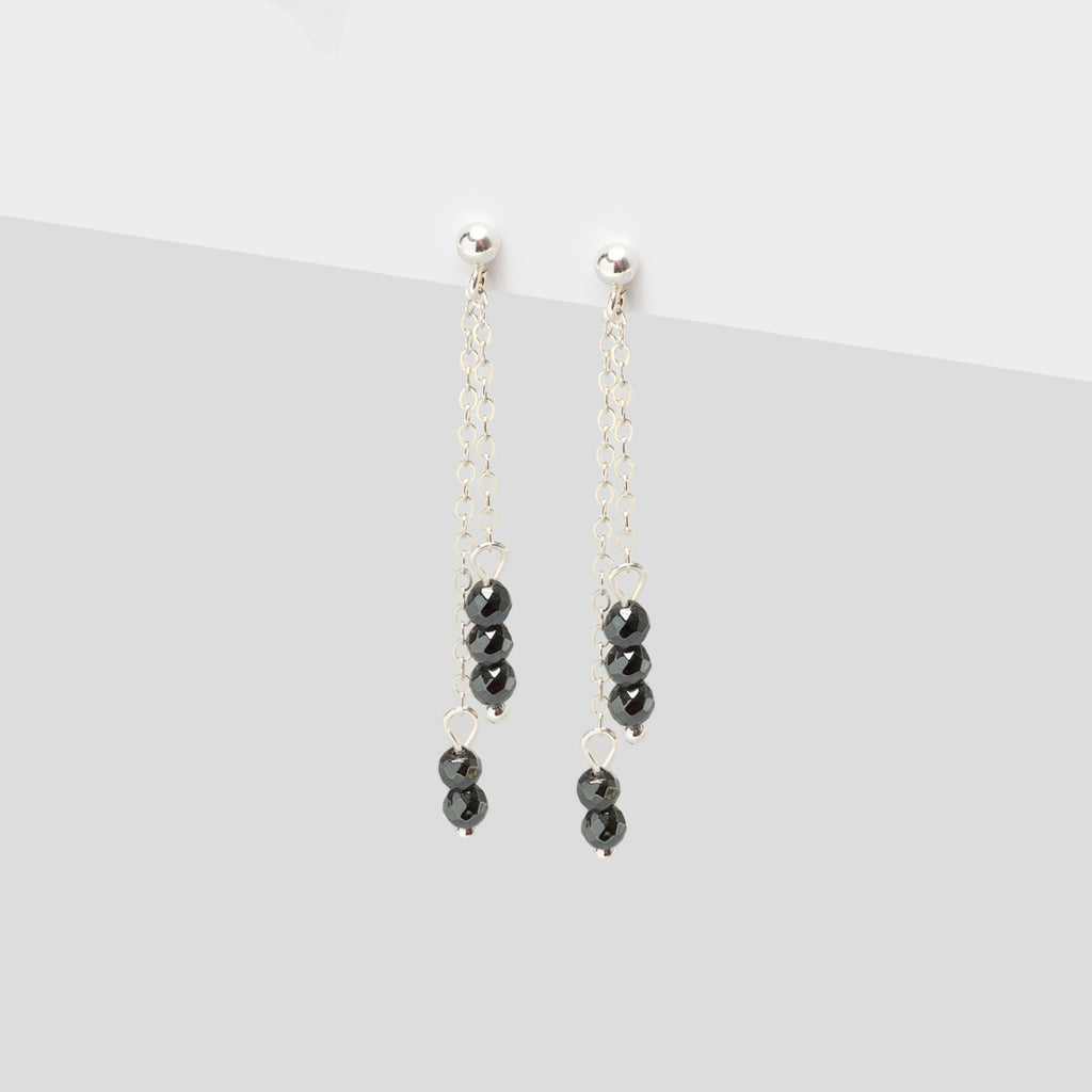 Sterling silver with Hematite stone drop earrings - Simply Whispers