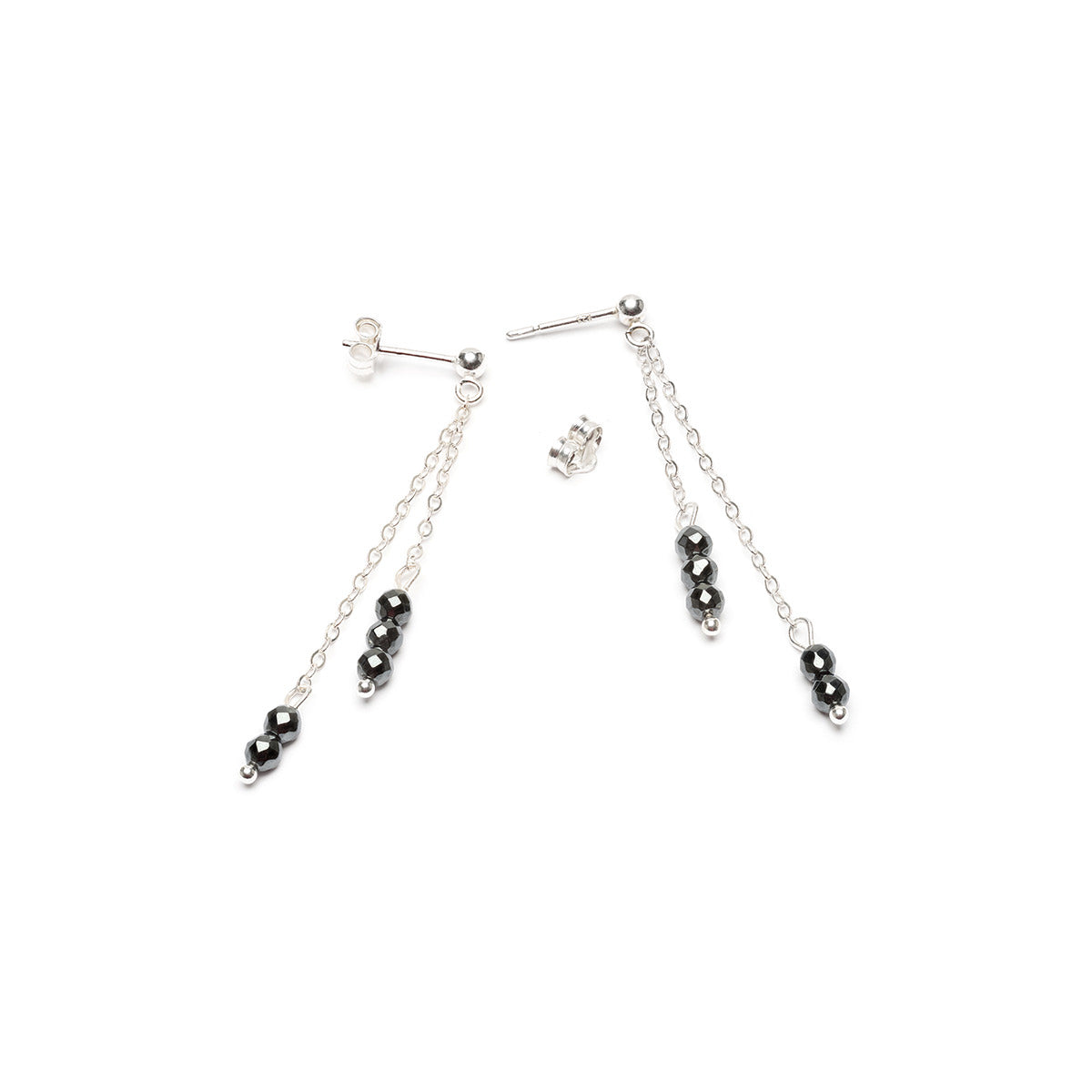 Sterling silver with Hematite stone drop earrings - Simply Whispers
